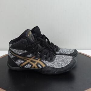 ASICS Matflex Wrestling Shoes Kids US 2.5 Black Gold 1084A008 Youth Grappling